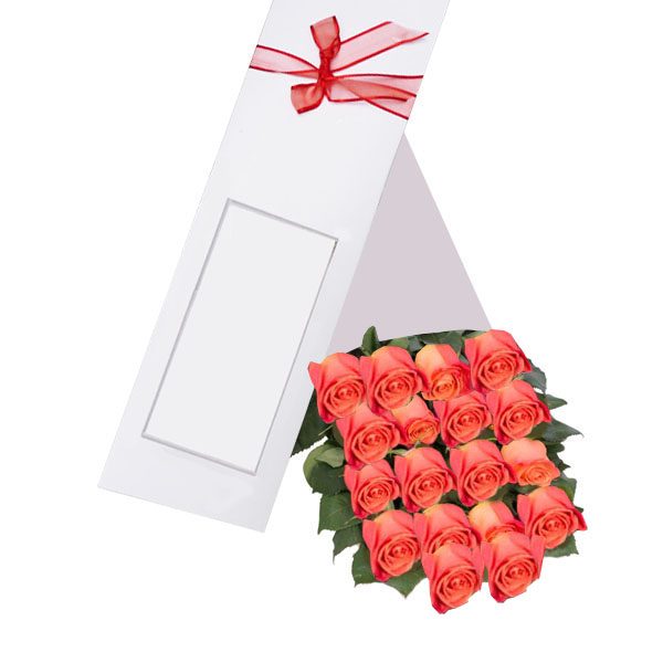 Caja de 18 Rosas Naranjas 